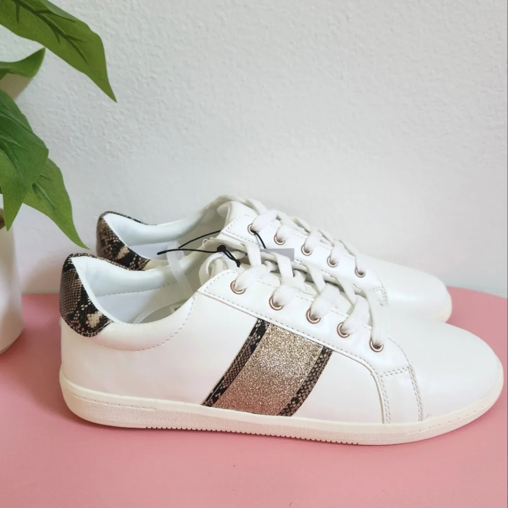 West Loop Whitr/Glittery Snakeskin Patterned Sneakers - Picture 5 of 10